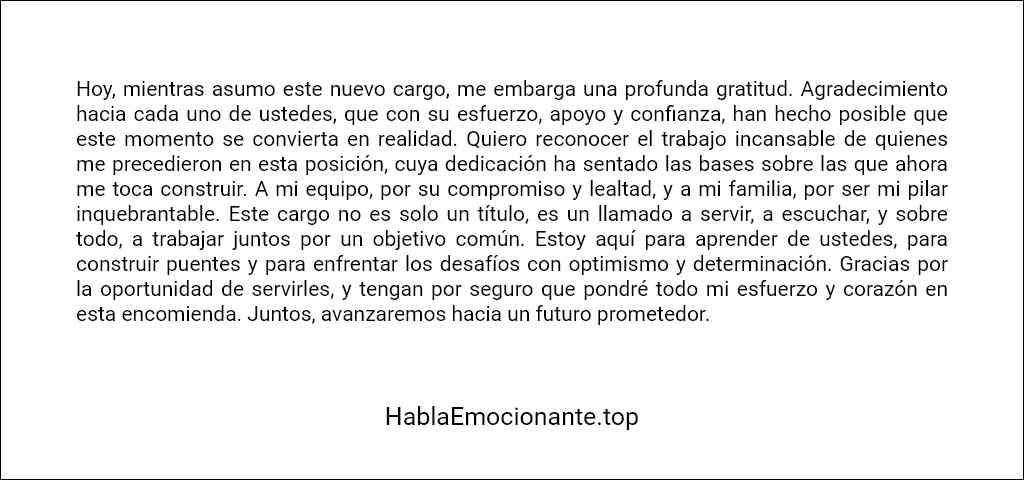 ejemplo de Discurso de agradecimiento al asumir un cargo