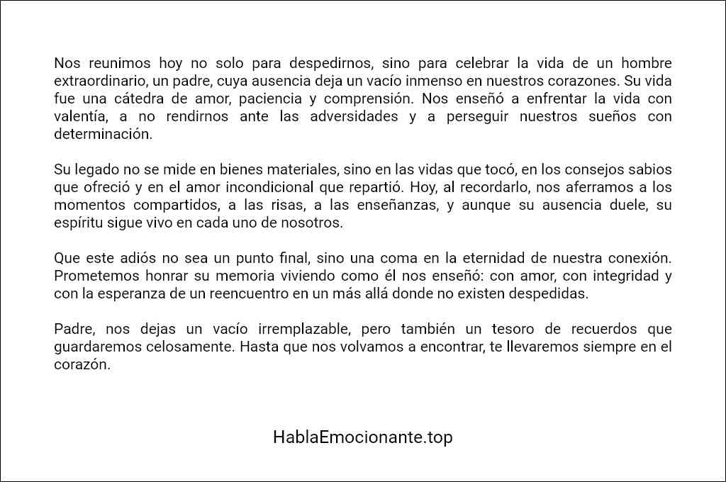 Discurso para un funeral de un padre ejemplos