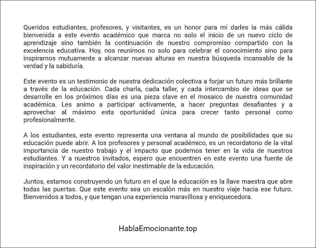 formato de Discurso de bienvenida a un evento académico 