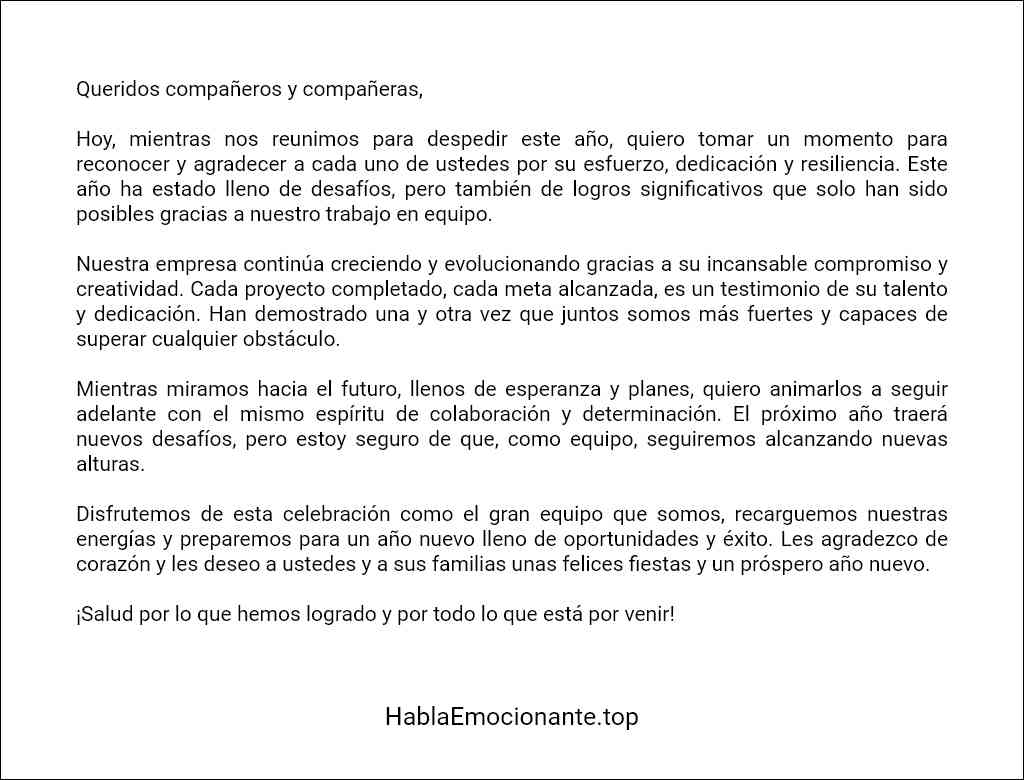 como redactar un Discurso fin de año empresa 