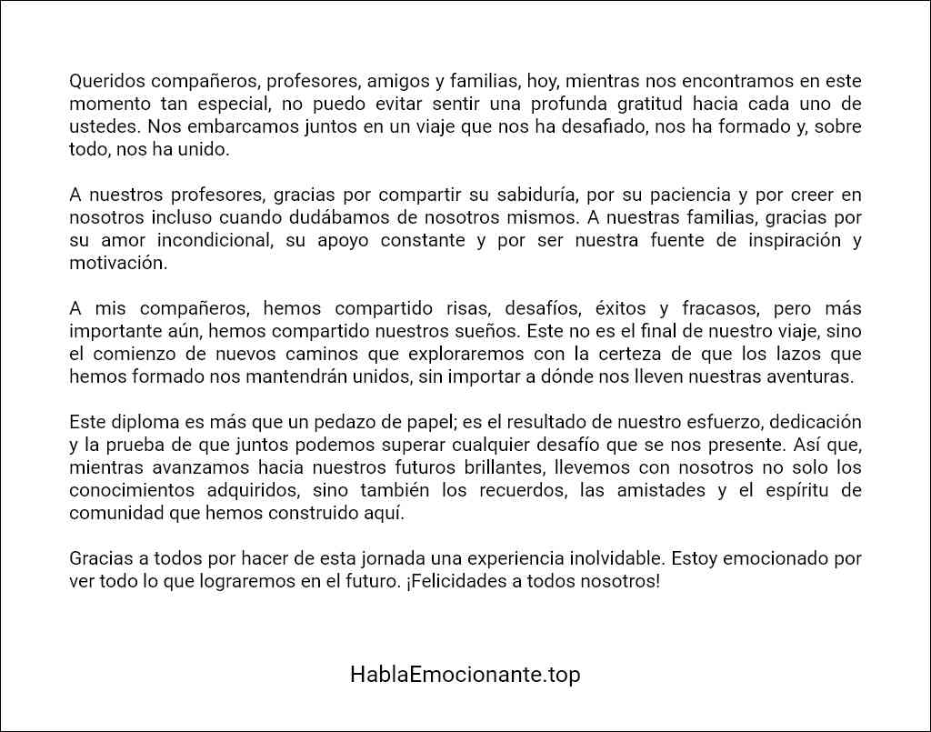 Discurso de agradecimiento de graduación ejemplos