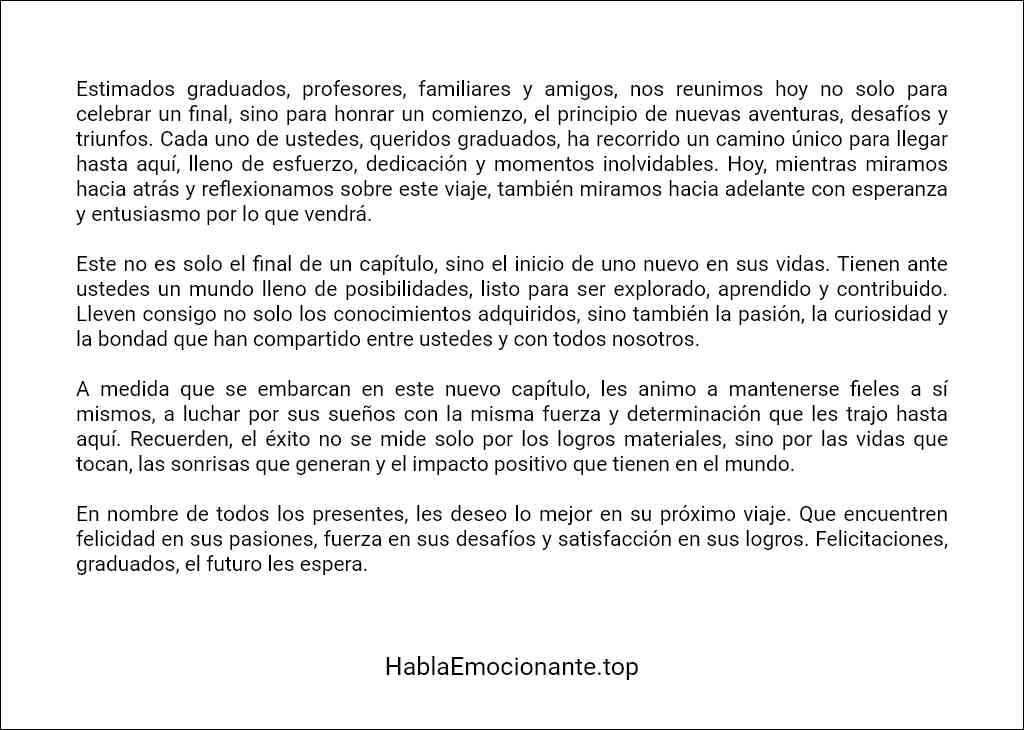 modelo de Discurso de acto de graduacion